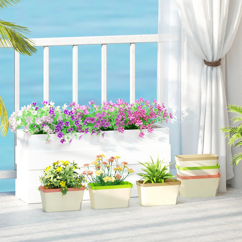 6 Pack Self Watering Flower Pots, 10.5 Inch Planter Box with Water Indicator