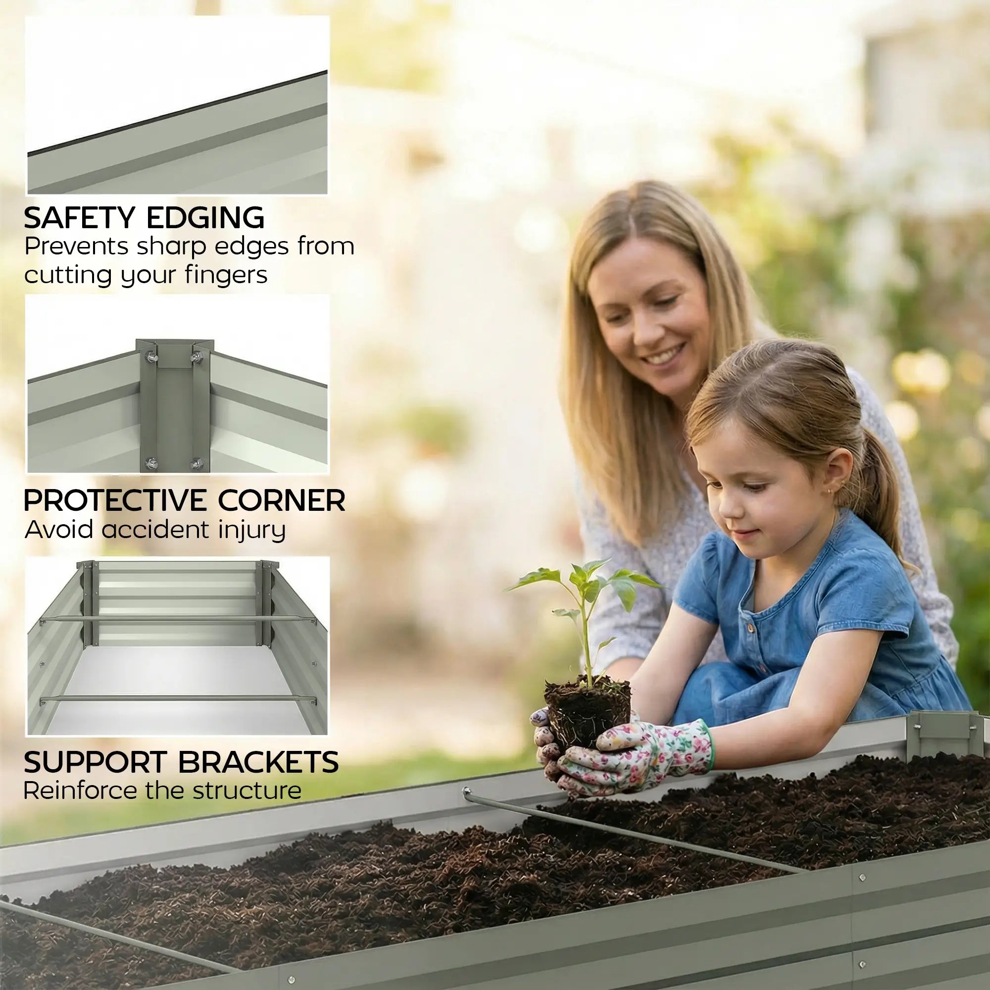 8'x2'x1' Galvanized Raised Bed, Large Elevated Planter Box, Galvanized Galvanized Planter Boxes at Gallery Canada