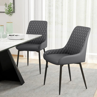 Modern Dining Chairs Set of 2, PU Leather, Metal Legs, Grey Bar Stools at Gallery Canada
