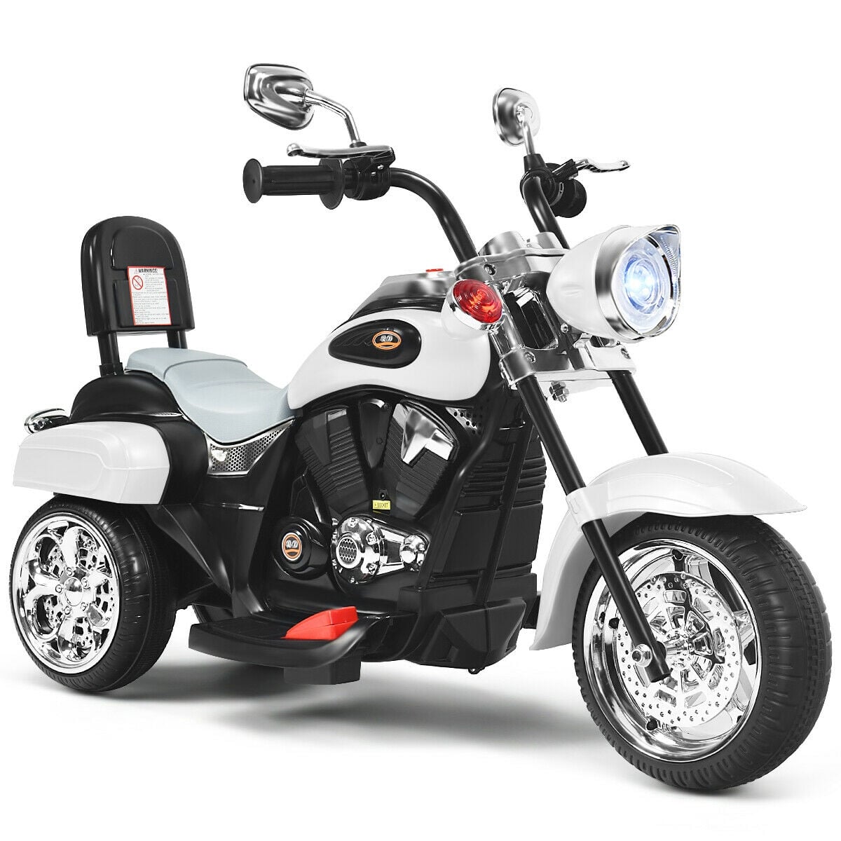 6V 3 Wheel Kids Motorcycle, White Powered Ride On Toys at Gallery Canada