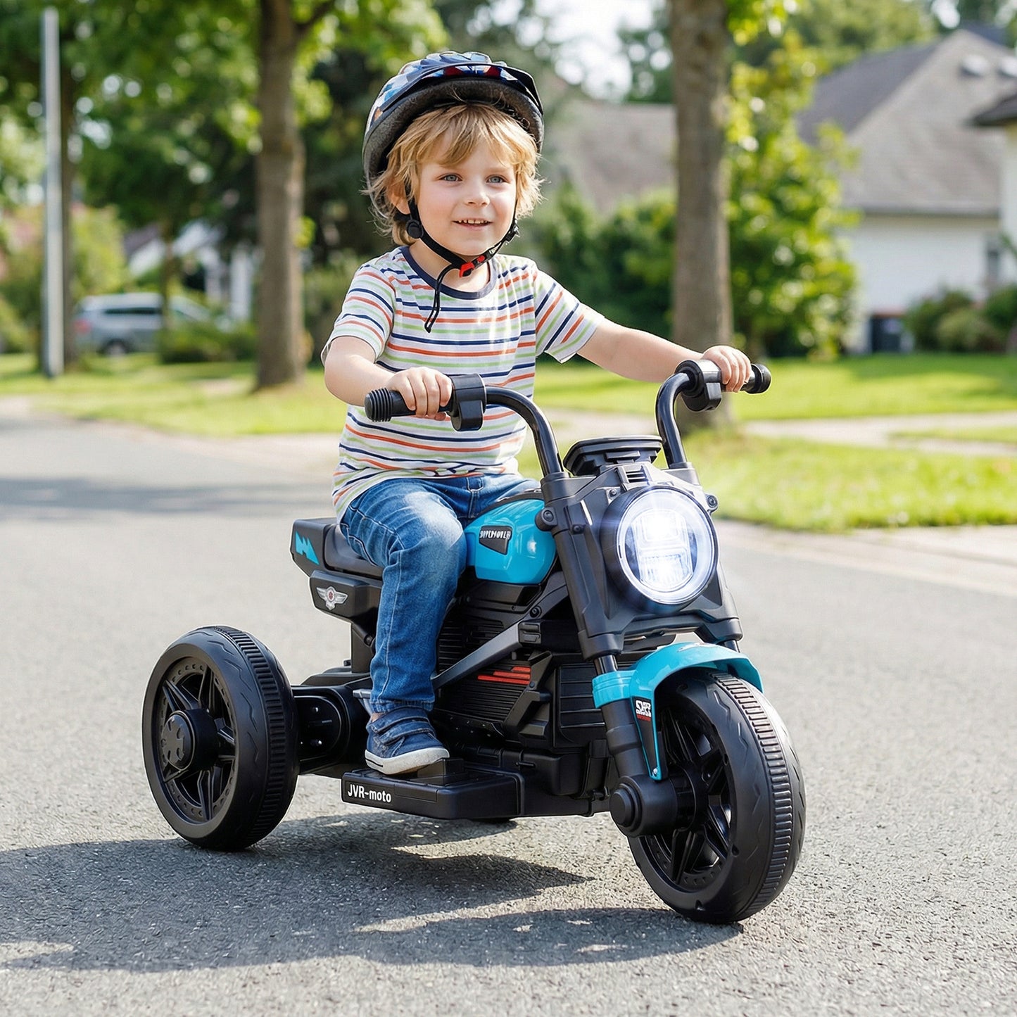 6V Kids Electric Motorcycle with LED Headlight and Music for Toddlers Aged 3-5, Blue Powered Ride On Toys at Gallery Canada