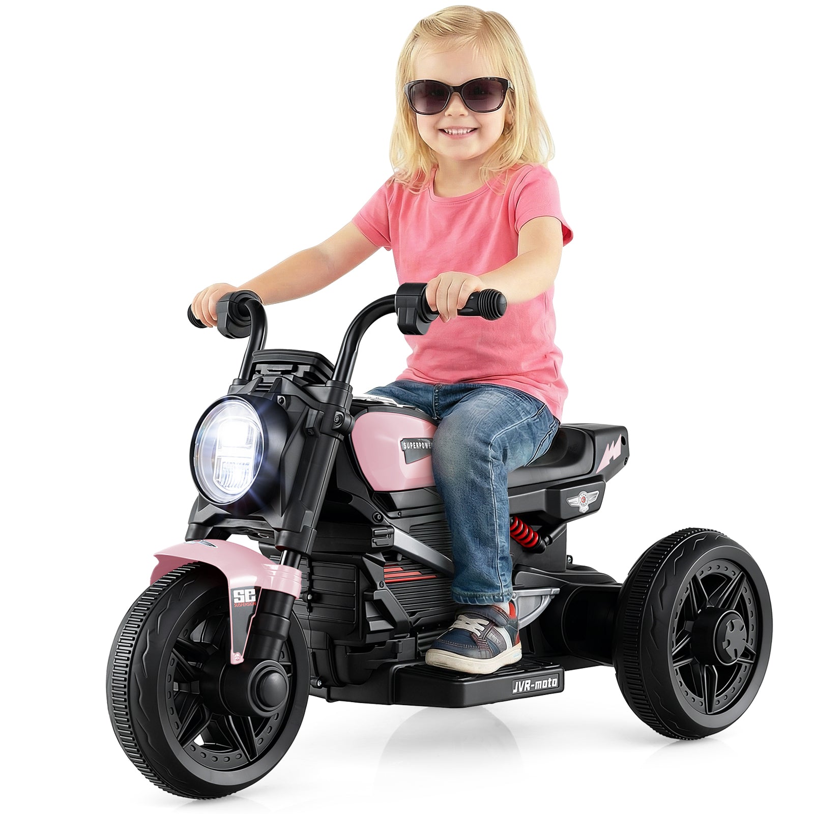 6V Kids Electric Motorcycle with LED Headlight and Music for Toddlers Aged 3-5, Pink Powered Ride On Toys at Gallery Canada