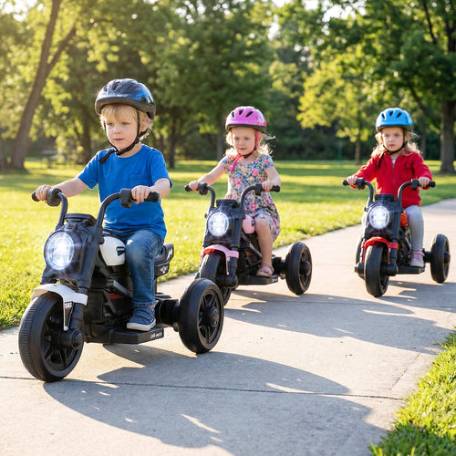 6V Kids Electric Motorcycle with LED Headlight and Music for Toddlers Aged 3-5, White