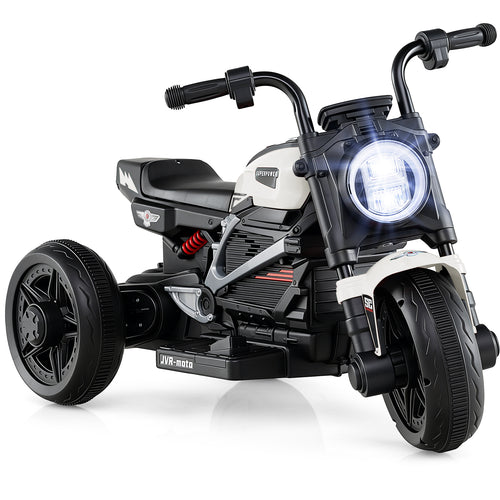 6V Kids Electric Motorcycle with LED Headlight and Music for Toddlers Aged 3-5, White