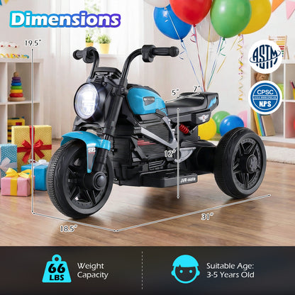 6V Kids Electric Motorcycle with LED Headlight and Music for Toddlers Aged 3-5, Blue Powered Ride On Toys at Gallery Canada