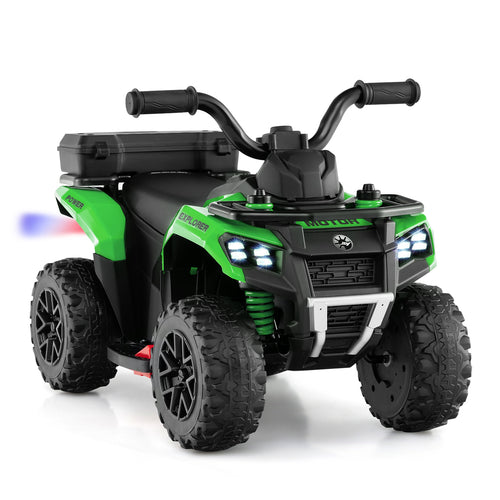 6V Kids Ride On ATV, Spray Function, Storage Box, Music, Green