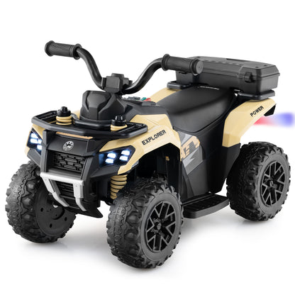 6V Kids Ride On ATV, Spray Function, Storage Box, Music, Khaki Powered Ride On Toys at Gallery Canada