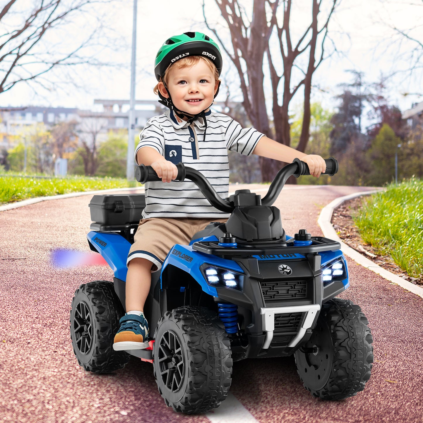 6V Kids Ride On ATV With Spray Function, Storage Box, Music, Blue Powered Ride On Toys at Gallery Canada
