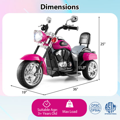 6V Powered Toddler 3-Wheel Motorbike Ride On Toy, Hot Pink Powered Ride On Toys at Gallery Canada