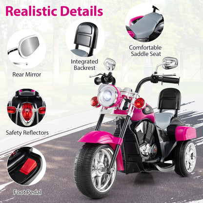 6V Powered Toddler 3-Wheel Motorbike Ride On Toy, Hot Pink Powered Ride On Toys at Gallery Canada