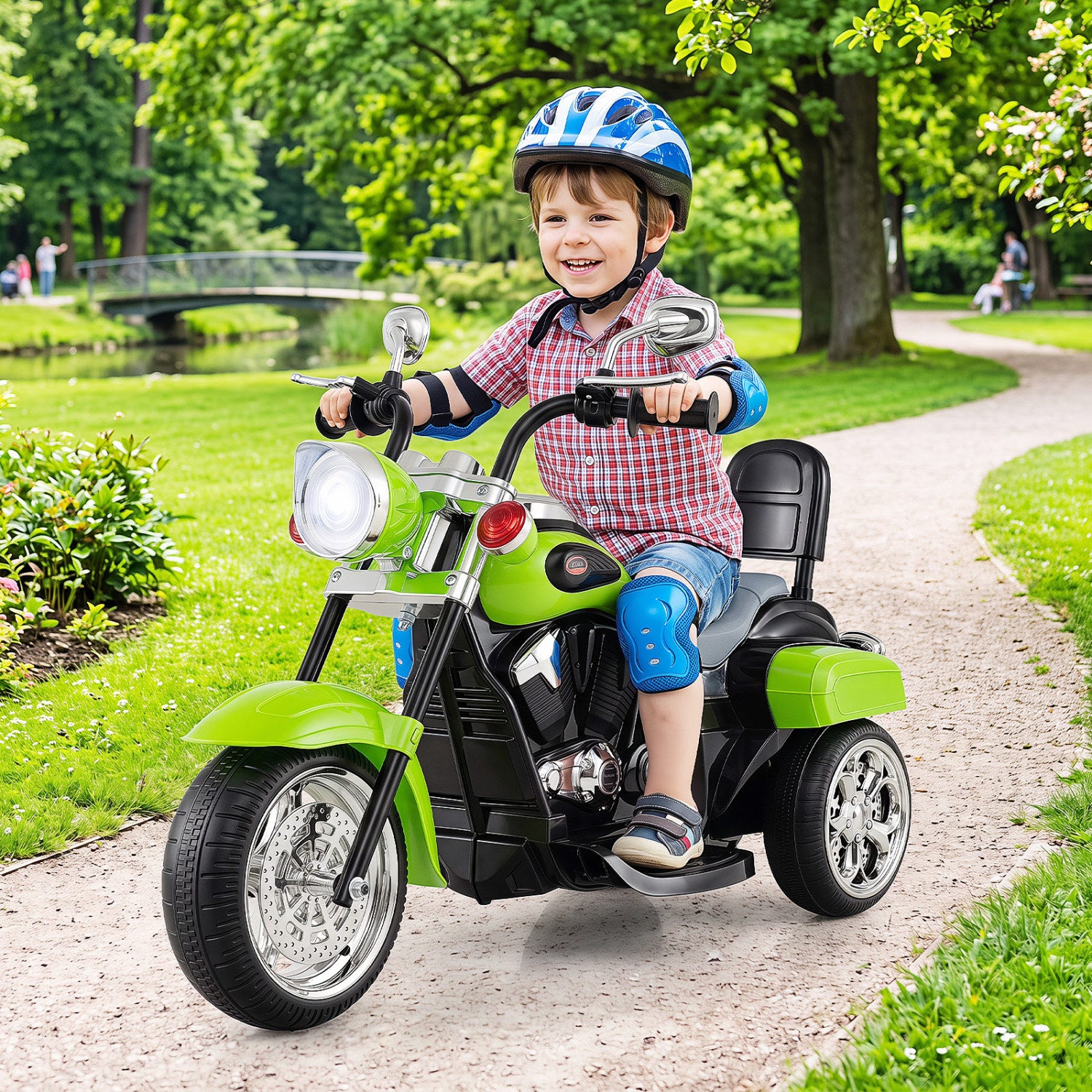 6V Toddler 3-Wheel Motorbike Ride On with Horn, Headlight, Green Powered Ride On Toys at Gallery Canada