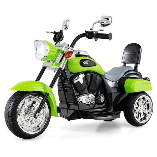 6V Toddler 3-Wheel Motorbike Ride On with Horn, Headlight, Green Powered Ride On Toys Green at Gallery Canada