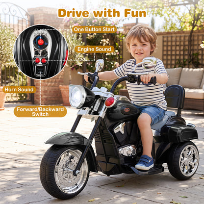 Moto à 3 roues pour tout-petits 6V, jouet à monter, noir
