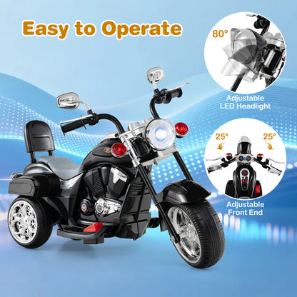 Moto à 3 roues pour tout-petits 6V, jouet à monter, noir