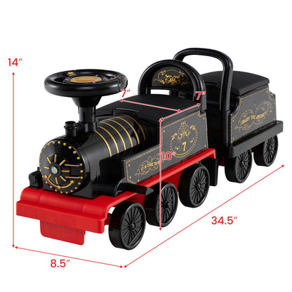 6V Ride On Train, 2-Seater With Carriage, Flashing LED Lights, Black Powered Ride On Toys at Gallery Canada
