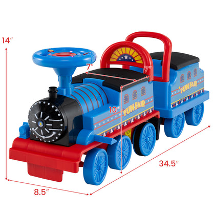6V Ride On Train 2-Seater, Carriage, Flashing LED Lights, Blue Powered Ride On Toys at Gallery Canada