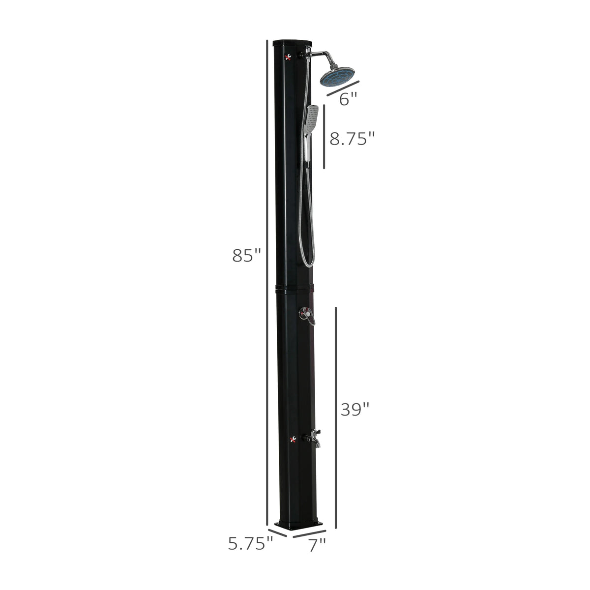 7ft Outdoor Solar Shower, 360 Rotating Head, Foot Faucet, Adjustable Outdoor Swimming Pools & Hot Tubs at Gallery Canada
