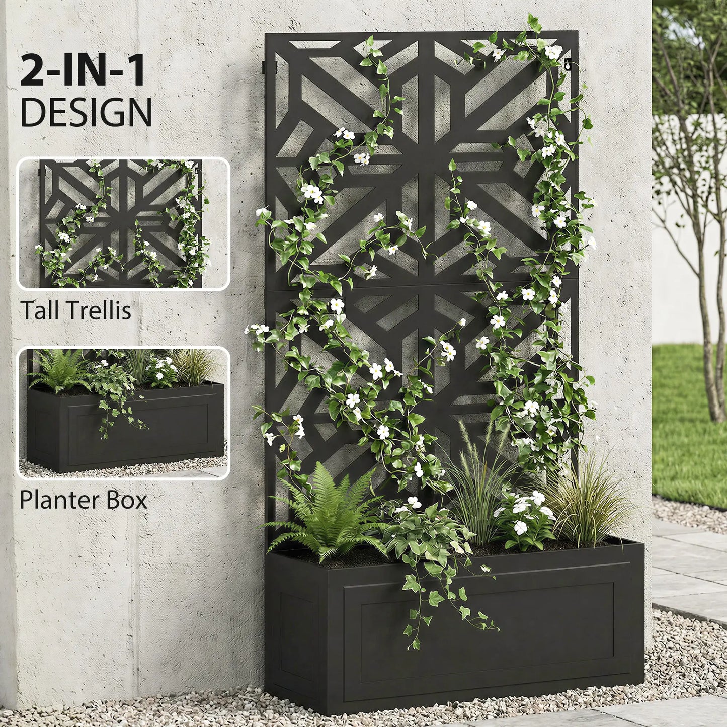 Metal Raised Garden Bed With Trellis For Climbing Plants, 53x22x66 In Galvanized Planter Boxes at Gallery Canada