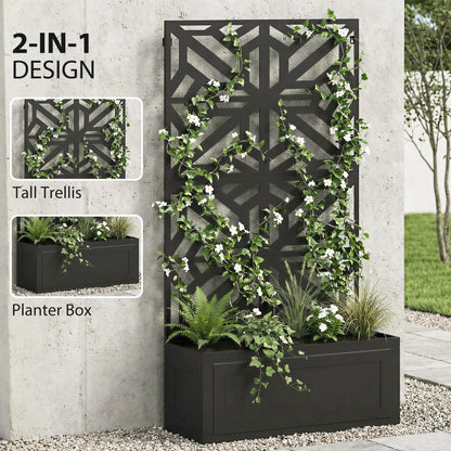 Metal Raised Garden Bed With Trellis For Climbing Plants, 53x22x66 In Galvanized Planter Boxes at Gallery Canada