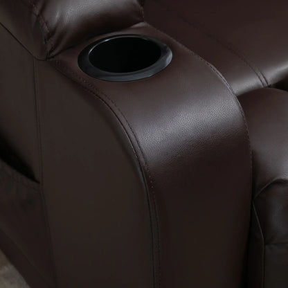 Electric Power Lift Chair, PU Leather Recliner Sofa with Footrest, Remote Control and Cup Holders, Brown Electric Power Lift Chairs at Gallery Canada