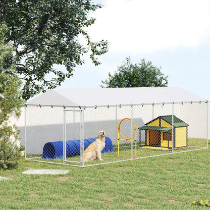 20' X 7.5' X 6.5' Dog Kennel Outdoor, Waterproof Cover, Silver Dog Kennels at Gallery Canada