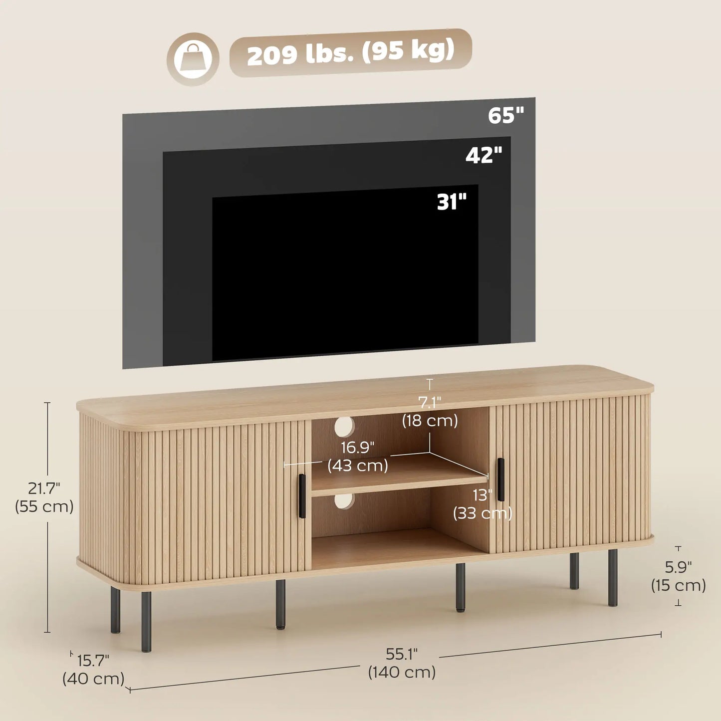 TV Stand Cabinet For 50 Inches, Storage Shelves, Oak Tone TV Stands at Gallery Canada