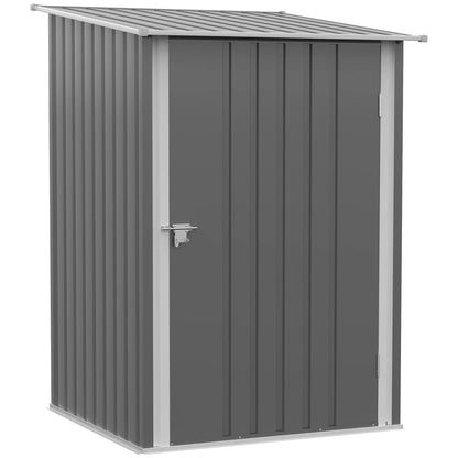 3.3' x 3.4' Lean-To Garden Shed, Galvanized Steel Tool House, Lockable Door, Grey Sheds at Gallery Canada