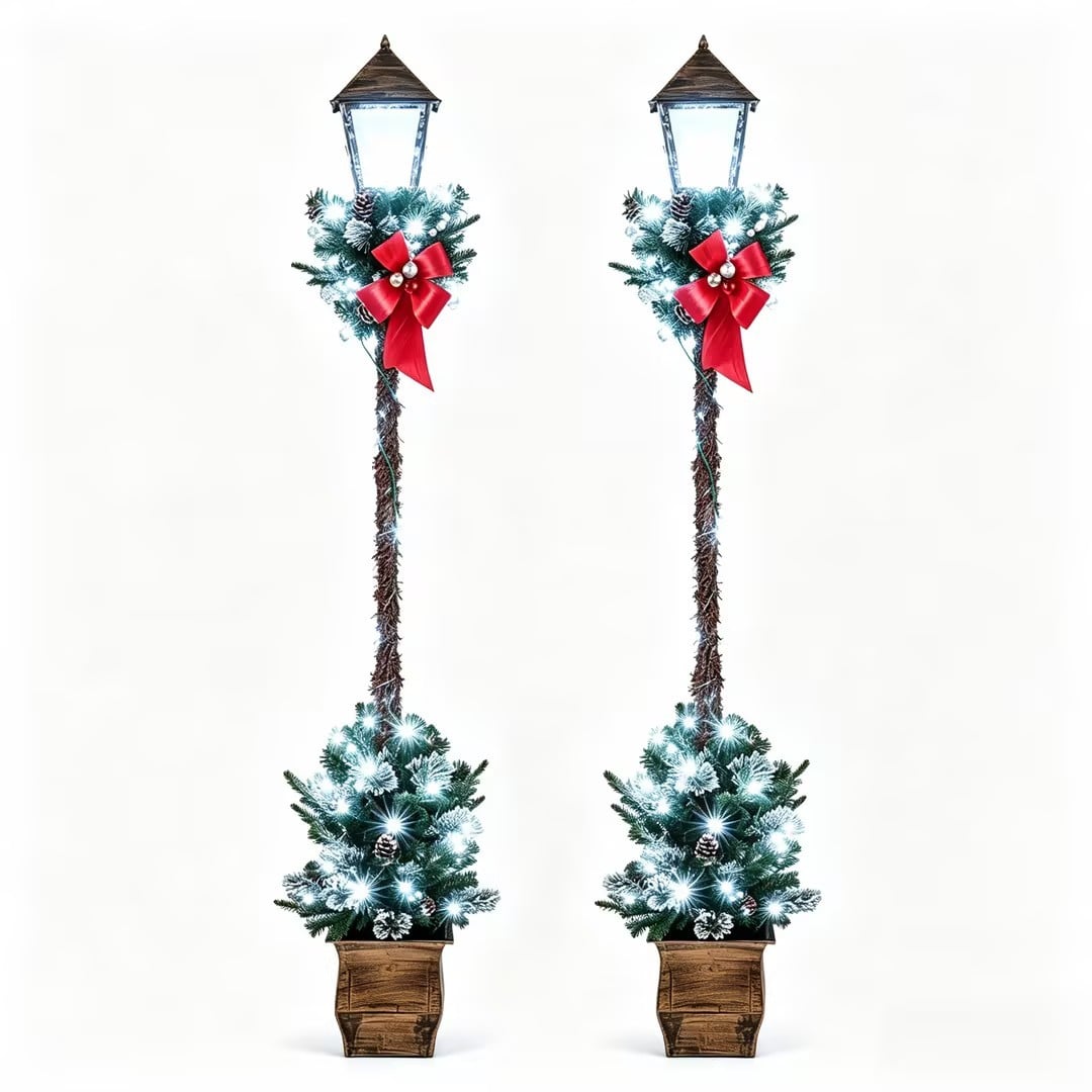 6.1 Feet Pre-lit Christmas Street Lamp Set of 2 Christmas Decor & Accessories White at Gallery Canada