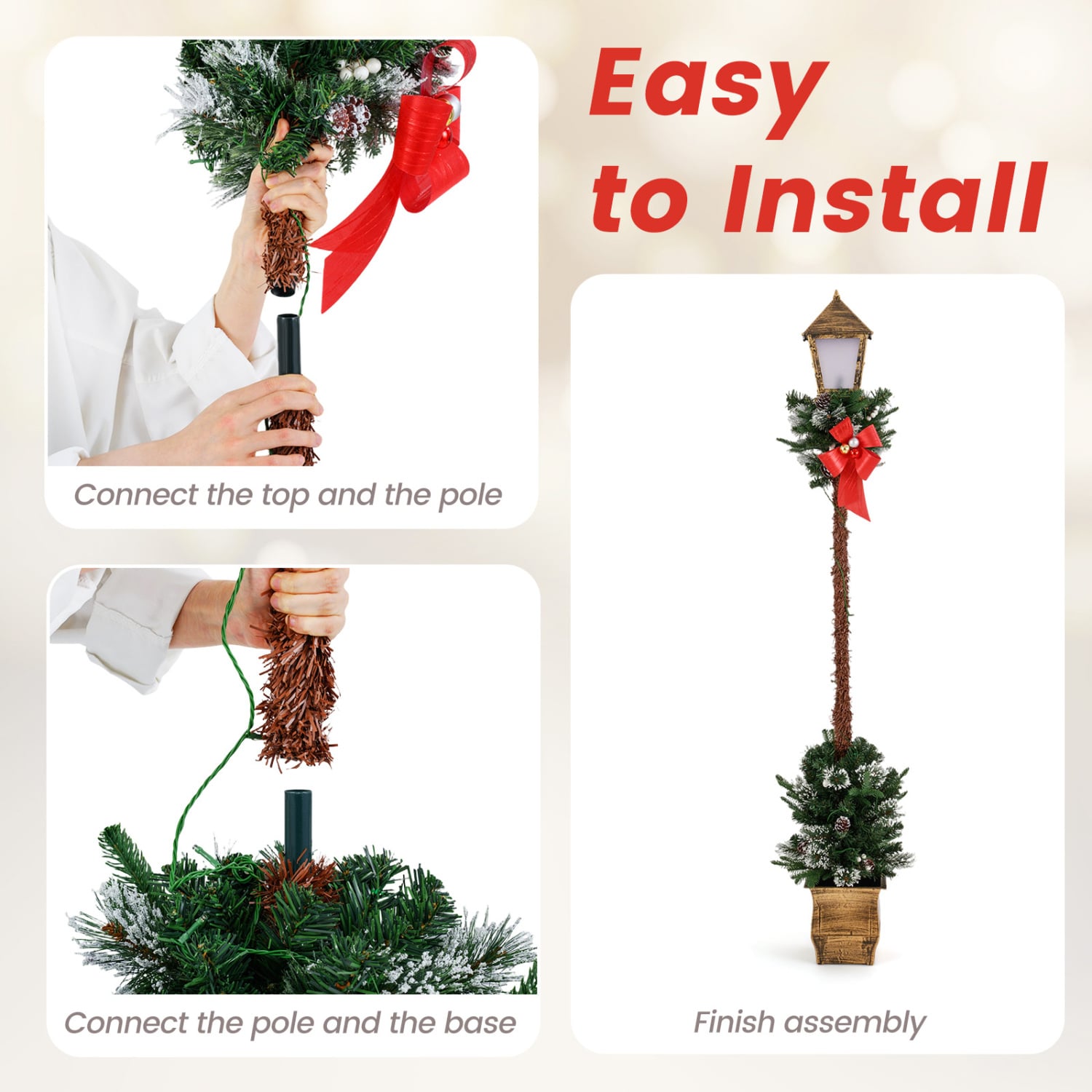 6.1 Feet Christmas Pre-lit Street Lamp Set of 2, Yellow Christmas Decor & Accessories at Gallery Canada