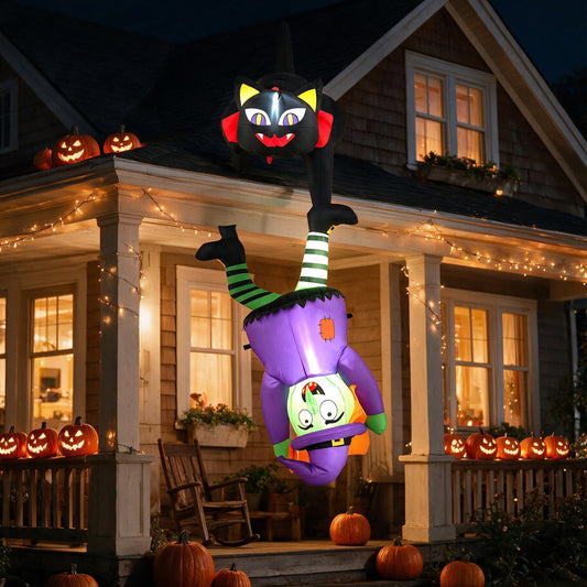 6.2 FT Halloween Inflatable Witch Black Cat LED, Black Halloween Black at Gallery Canada