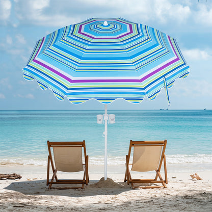 Beach Umbrella UPF 50+, 6.5 FT with Sand Anchor, Blue Outdoor Umbrellas at Gallery Canada