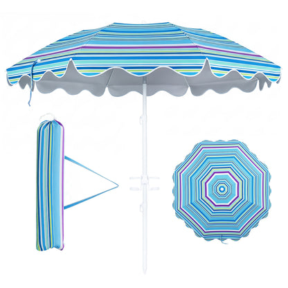 Beach Umbrella UPF 50+, 6.5 FT with Sand Anchor, Blue Outdoor Umbrellas at Gallery Canada