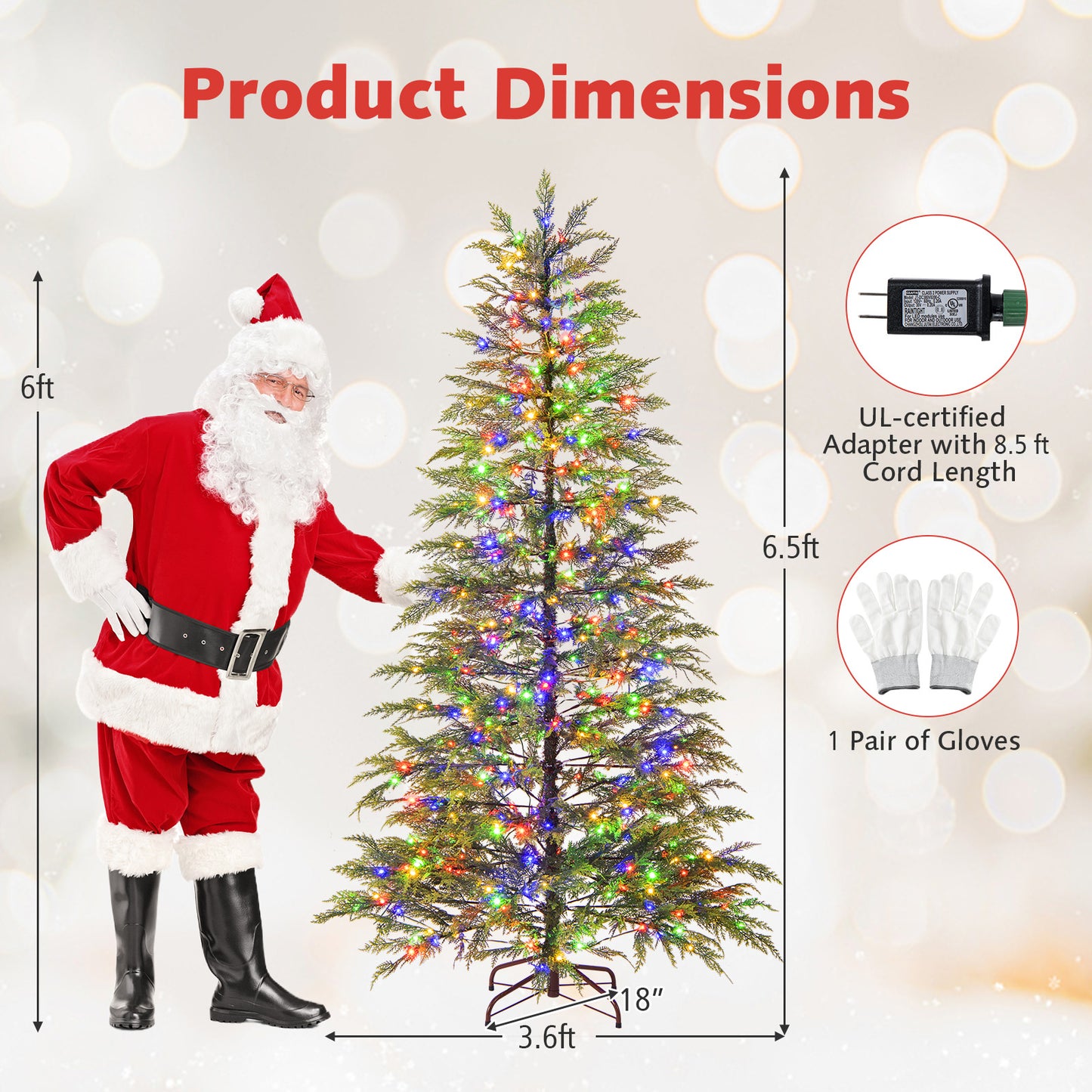 6.5 Feet Artificial Christmas Tree, LED Lights, Green Christmas Tree at Gallery Canada