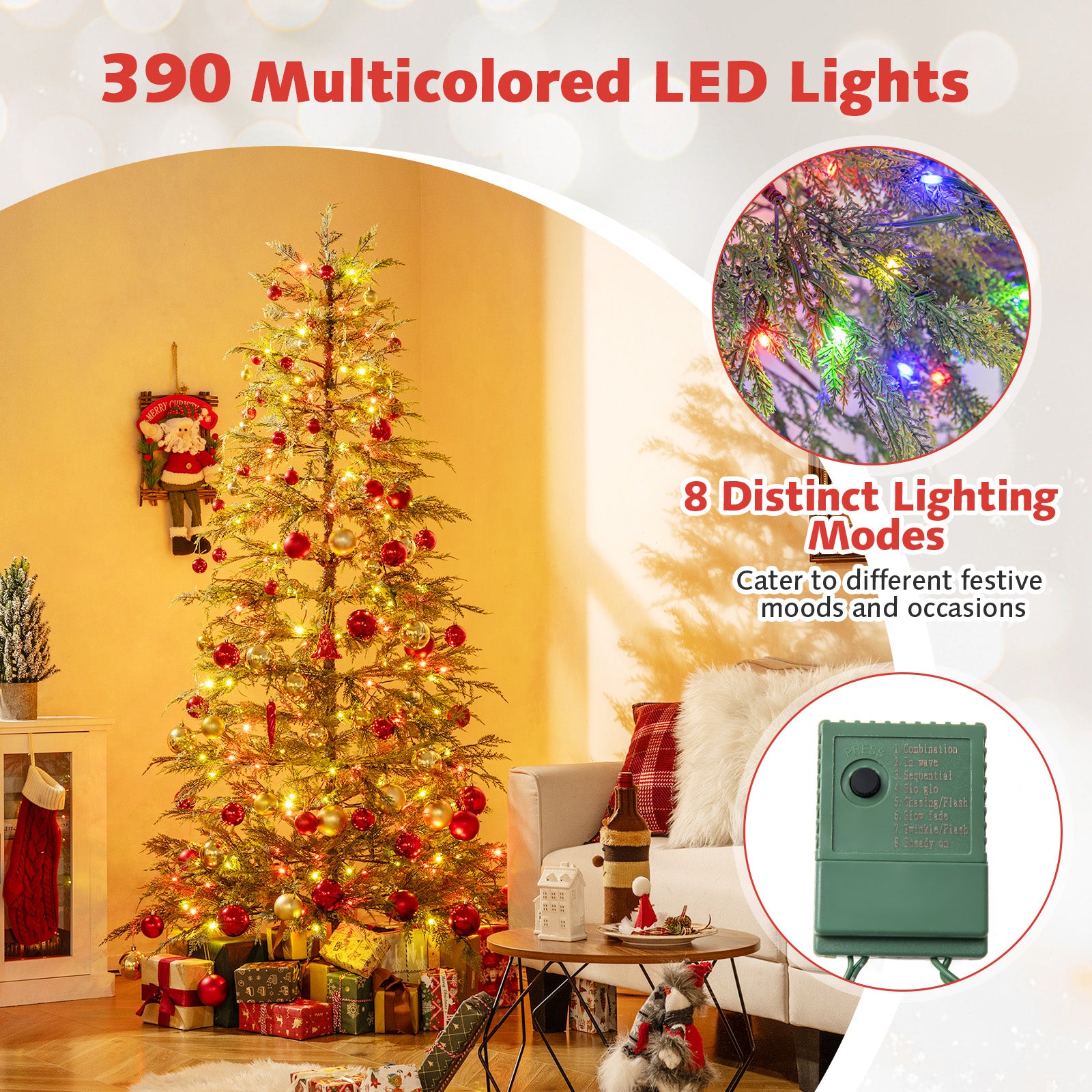 6.5 Feet Artificial Christmas Tree, LED Lights, Green Christmas Tree at Gallery Canada