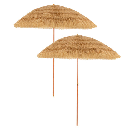 6.5 Feet Portable Thatched Tiki Beach Umbrella with Adjustable Tilt for Backyard Outdoor Umbrellas Khaki at Gallery Canada