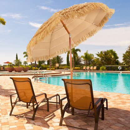 6.5 Feet Portable Thatched Tiki Beach Umbrella with Adjustable Tilt for Backyard Outdoor Umbrellas at Gallery Canada