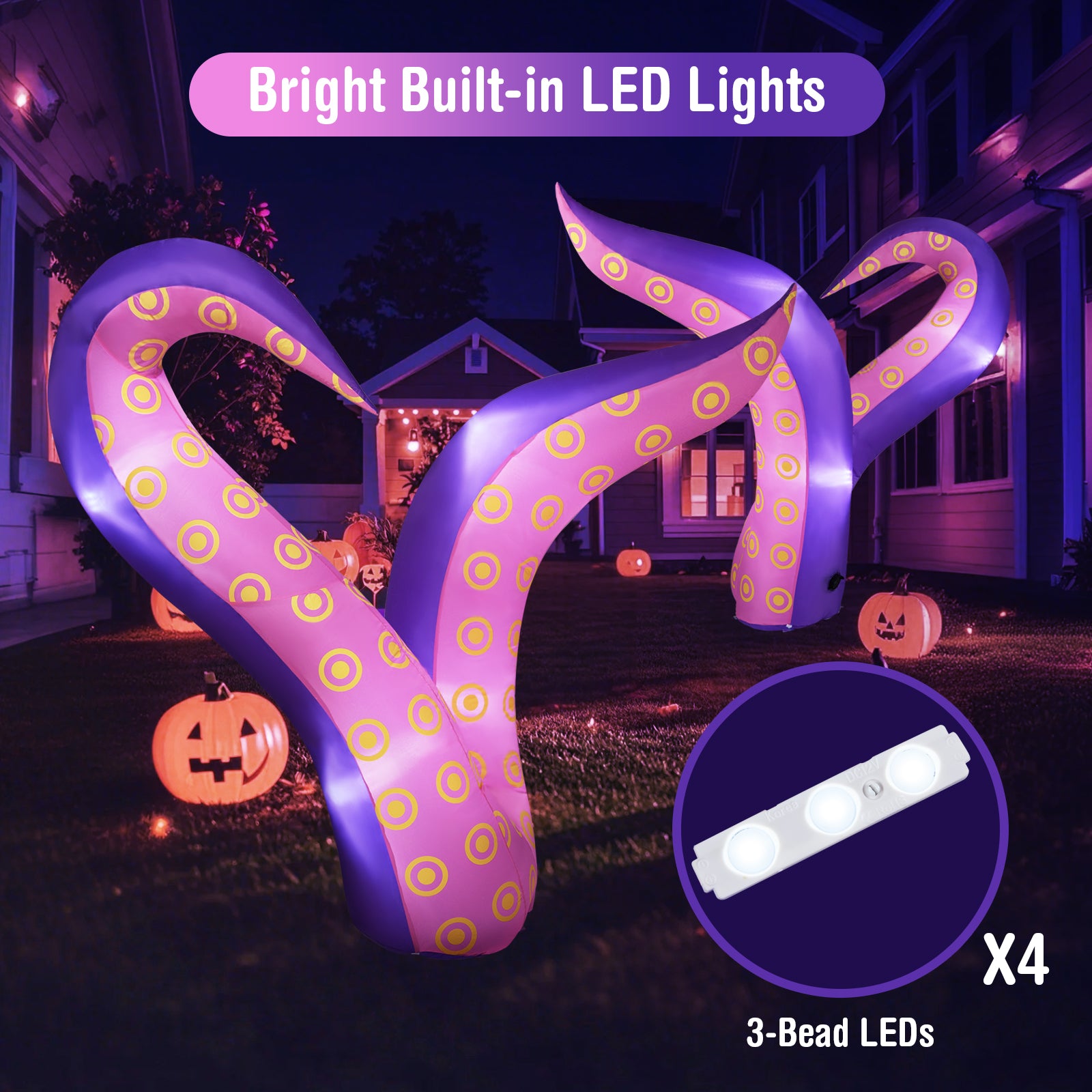 6.5 Ft Inflatable Tentacles With LED Lights, Suction Cups Halloween at Gallery Canada