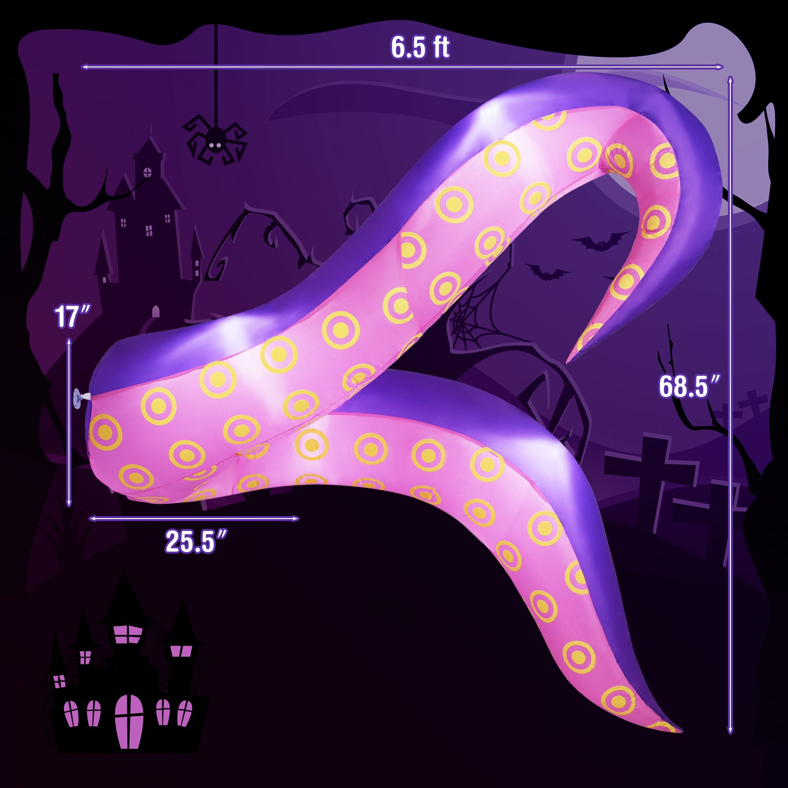 6.5 Ft Inflatable Tentacles With LED Lights, Suction Cups Halloween at Gallery Canada