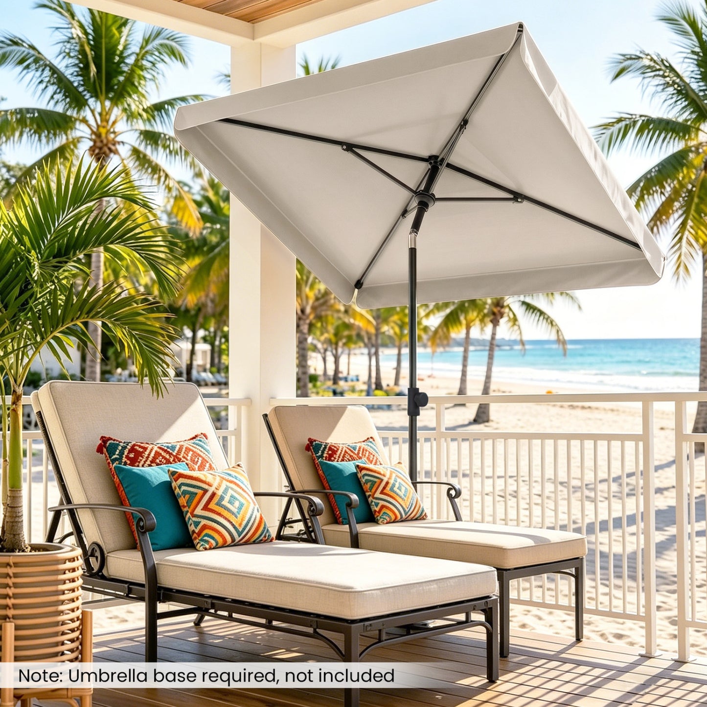 6.5 X 4.3 Ft Rectangular Outdoor Umbrella, Beige Outdoor Umbrellas at Gallery Canada