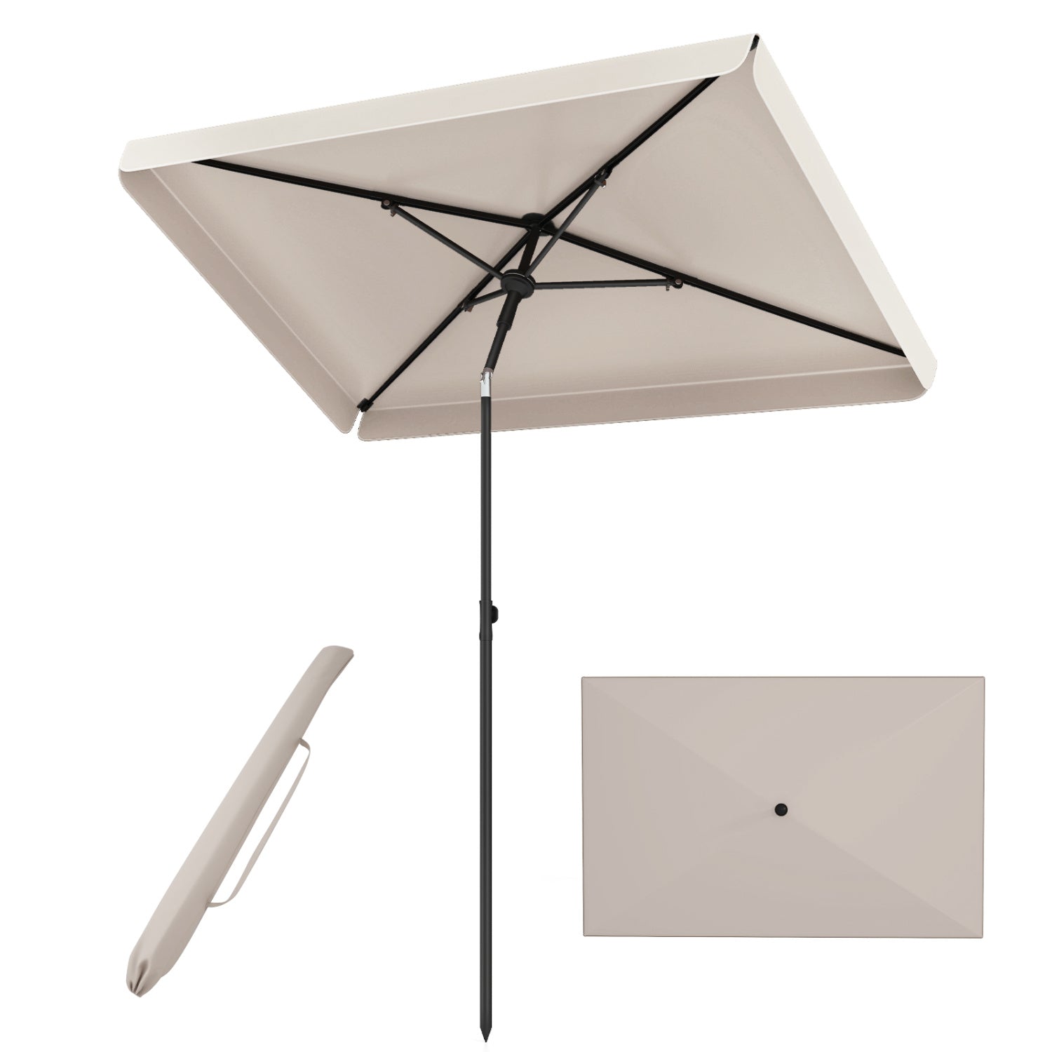 6.5 X 4.3 Ft Rectangular Outdoor Umbrella, Beige Outdoor Umbrellas at Gallery Canada