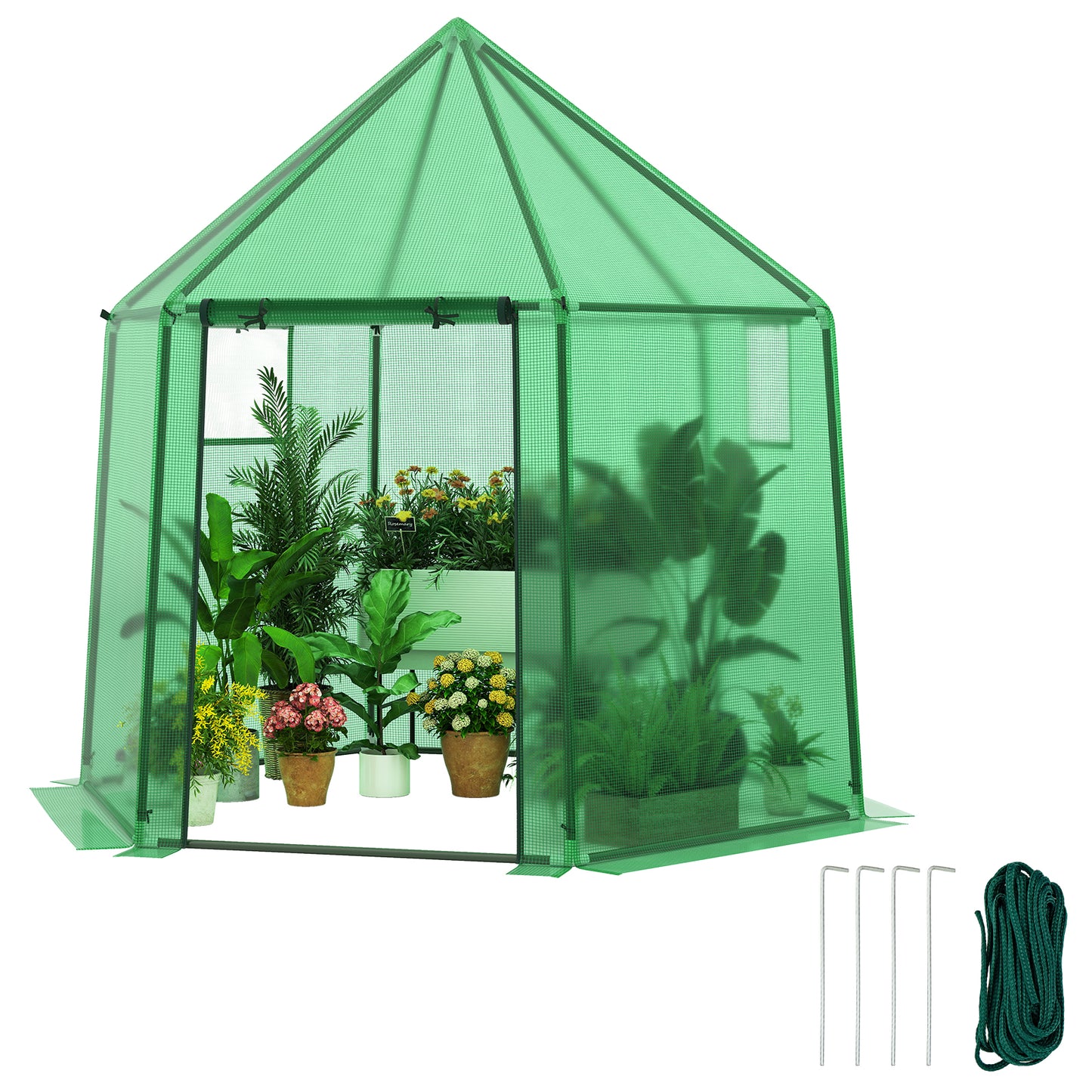 6.5 x 5.6 x 6.2 FT Mini Walk-in Greenhouse Portable Outdoor Warm House for Winter with PE Cover, Green Greenhouses at Gallery Canada