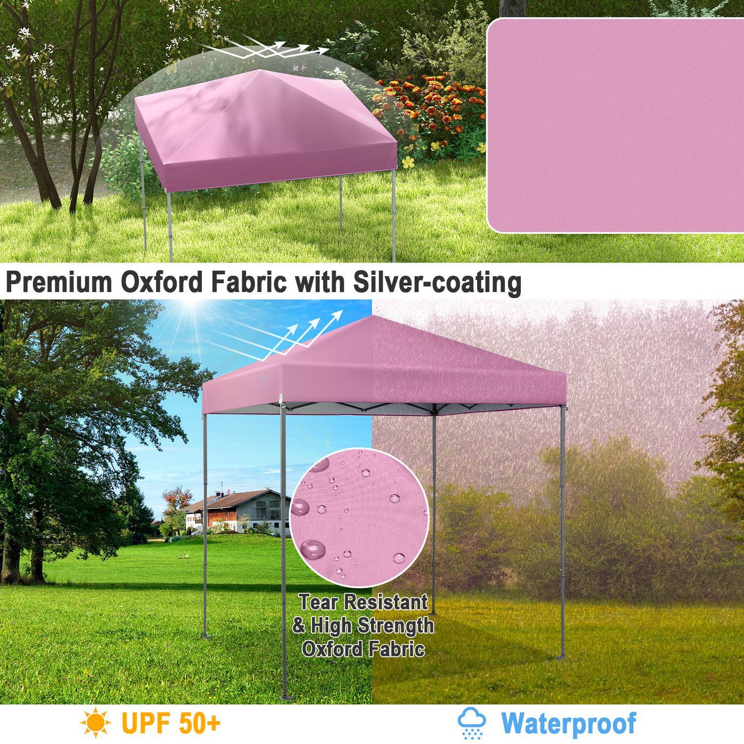 6.6 x 6.6 Feet Pop-up Canopy Tent, UPF 50+, Pink Canopies at Gallery Canada
