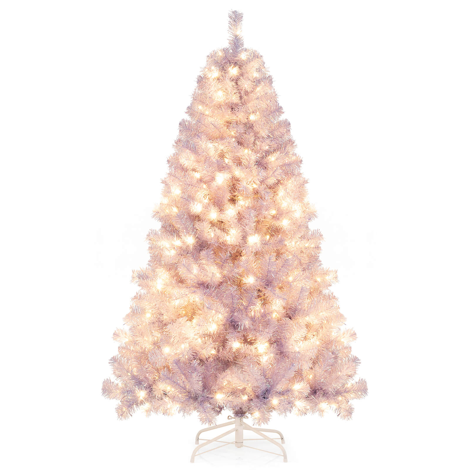 6/7.5 FT Pre-Lit Tinsel Artificial Christmas Tree, Purple Christmas Tree Purple at Gallery Canada
