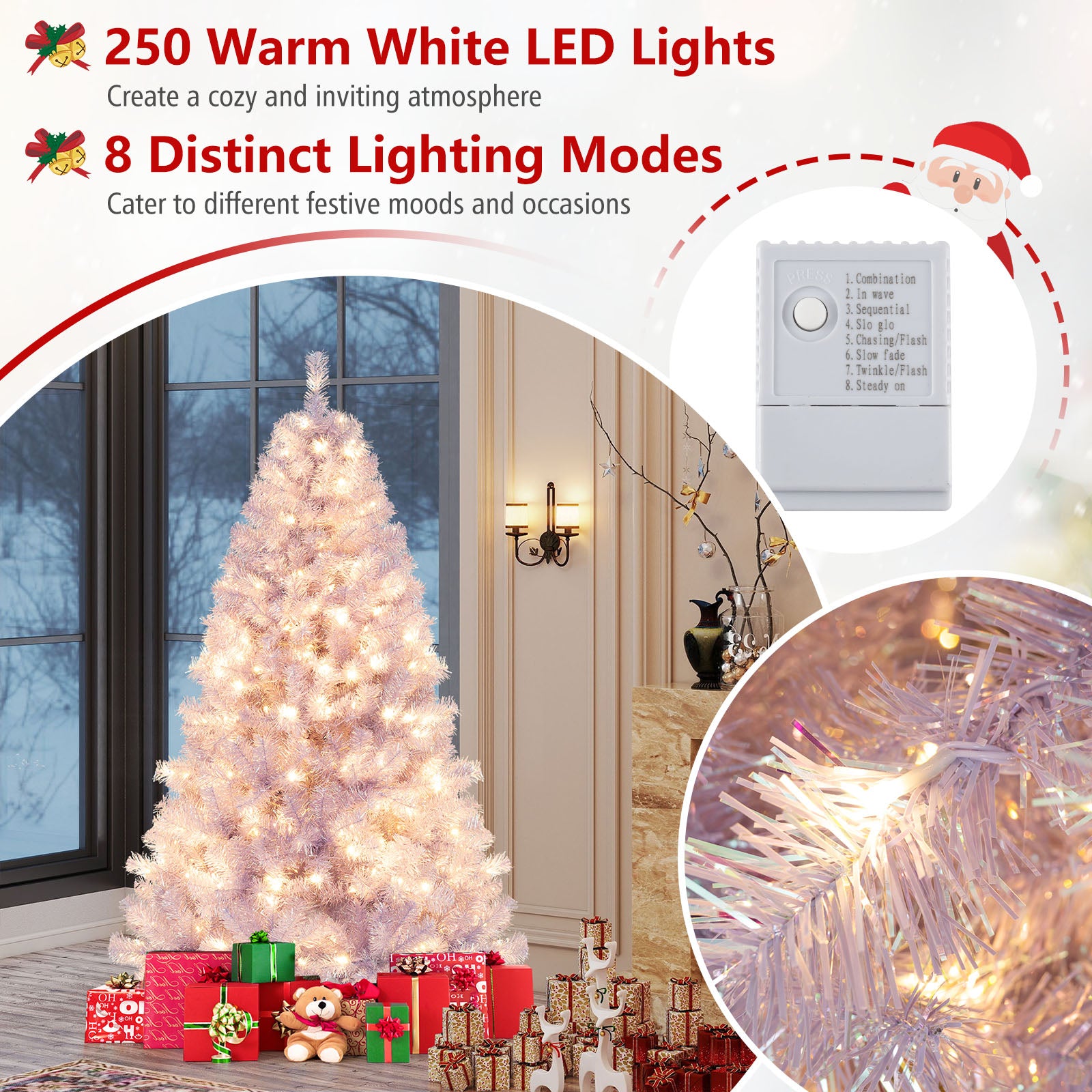 6/7.5 FT Pre-Lit Tinsel Artificial Christmas Tree, Purple Christmas Tree at Gallery Canada