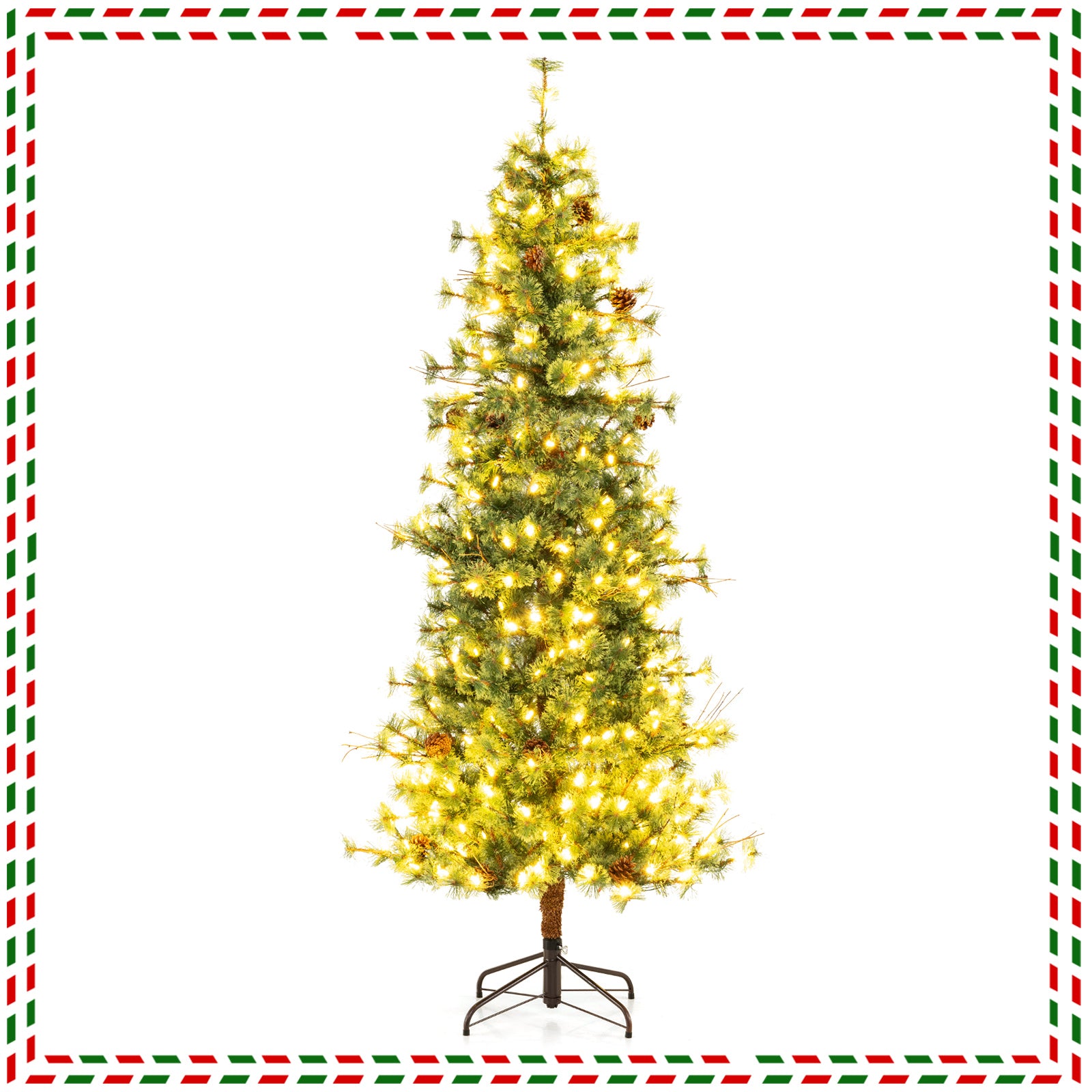 7ft Pre-lit Artificial Christmas Tree With Warm White LED Lights, Green Christmas Tree at Gallery Canada