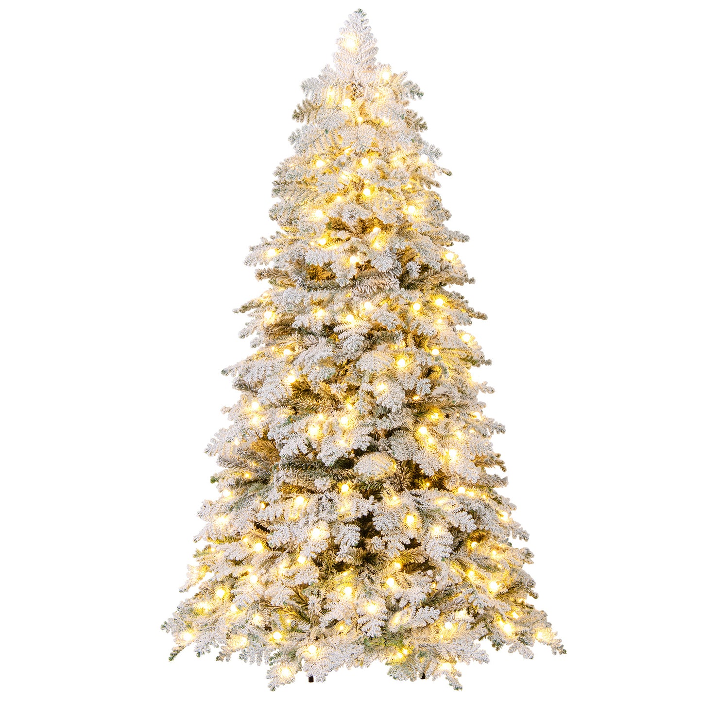 6 Feet Artificial Snow-Flocked Christmas Tree, Pre-Lit Hinged, Green and White Christmas Tree Green & White at Gallery Canada