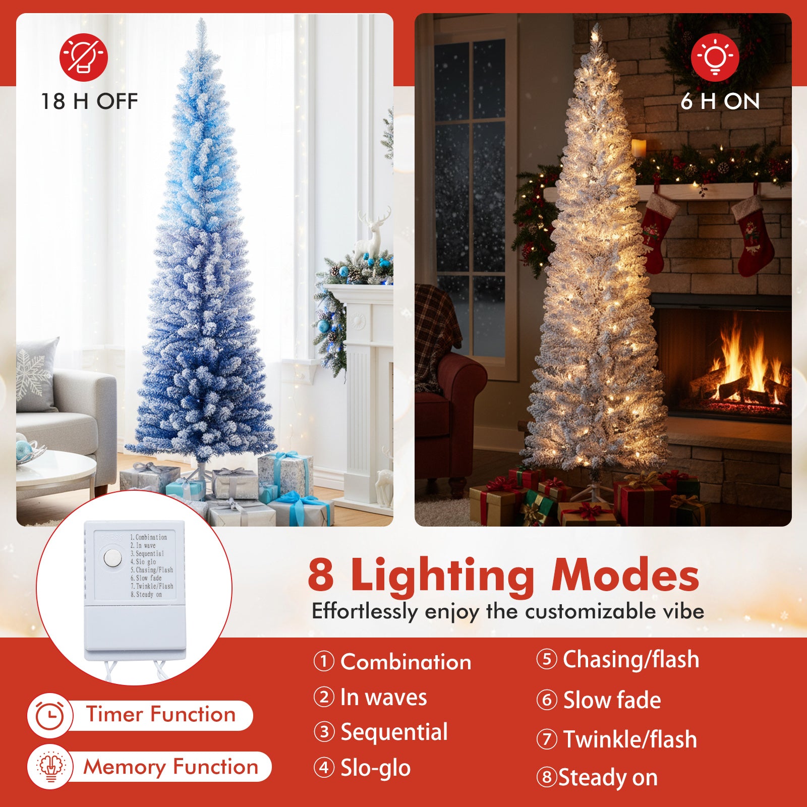 6 Feet Artificial Christmas Tree, 220 Warm White LED Lights, Blue Christmas Tree at Gallery Canada