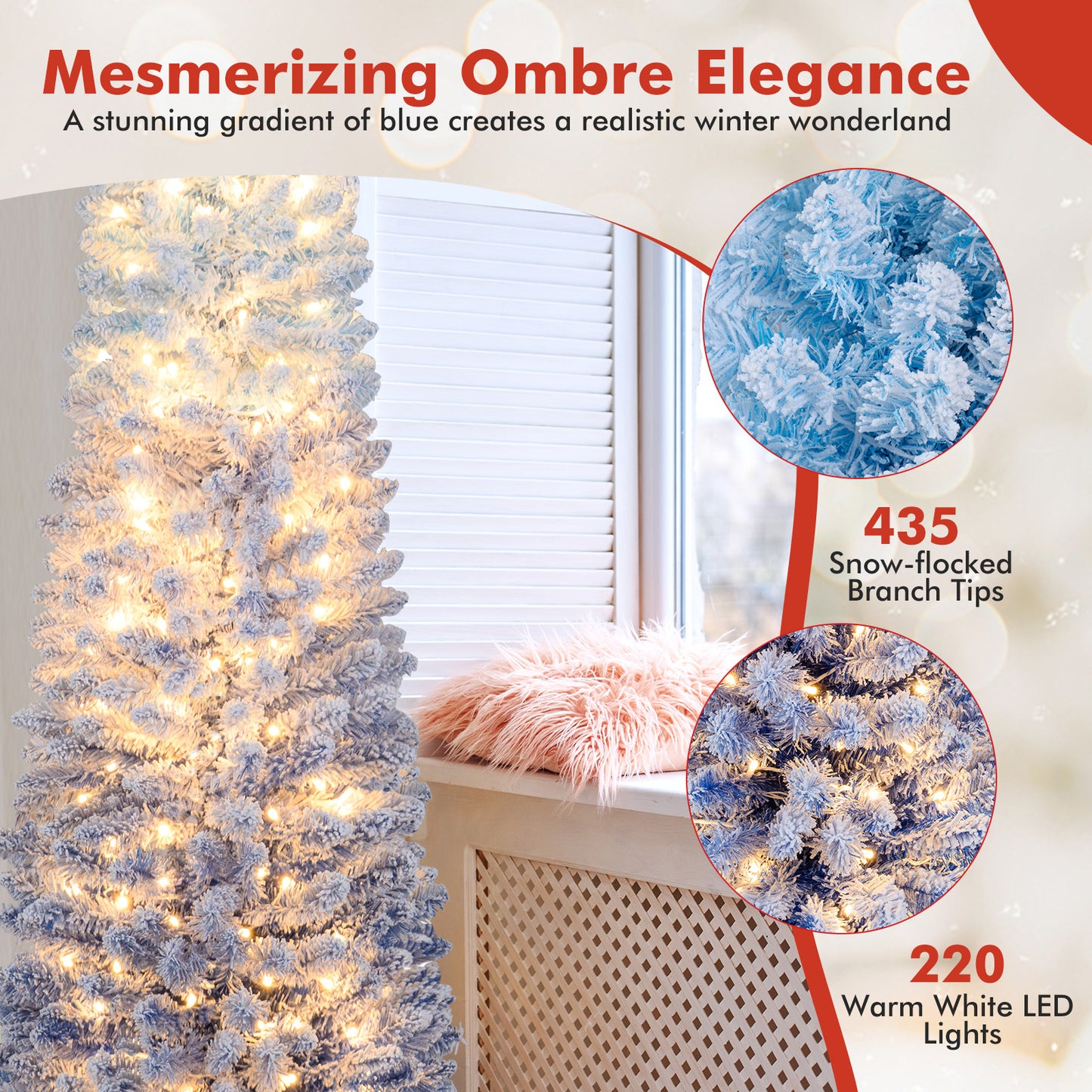6 Feet Artificial Christmas Tree, 220 Warm White LED Lights, Blue Christmas Tree at Gallery Canada