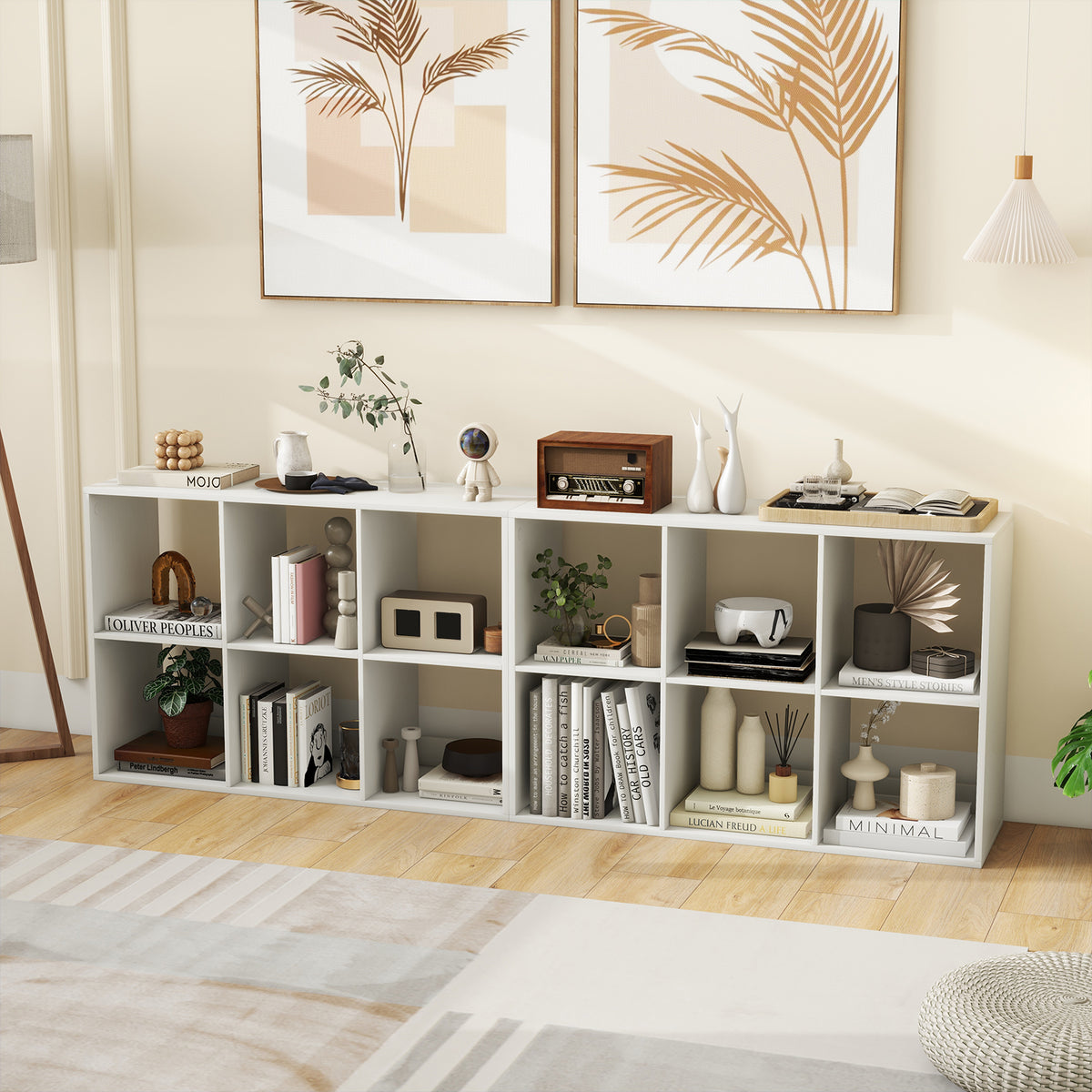 6 Cube Bookshelf With Back Guardrail, White Bookcases at Gallery Canada