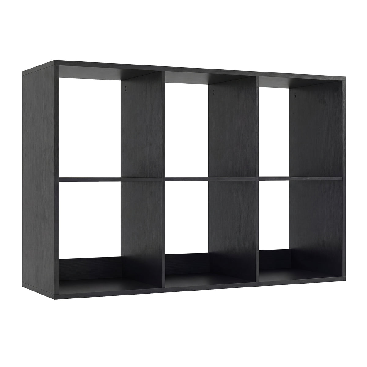 6 Cube Bookshelf With Back Guardrail, Black Bookcases at Gallery Canada